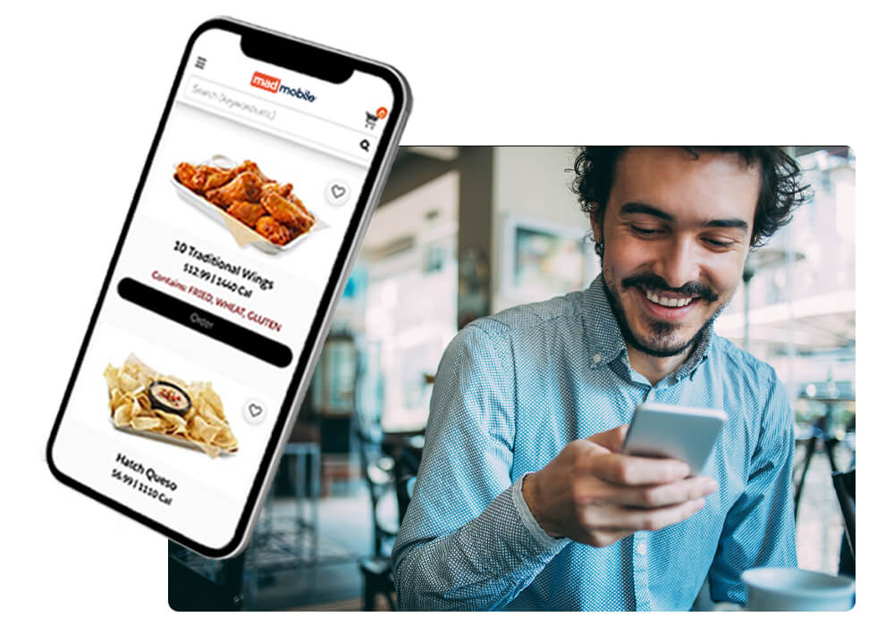 Man ordering food on mobile device